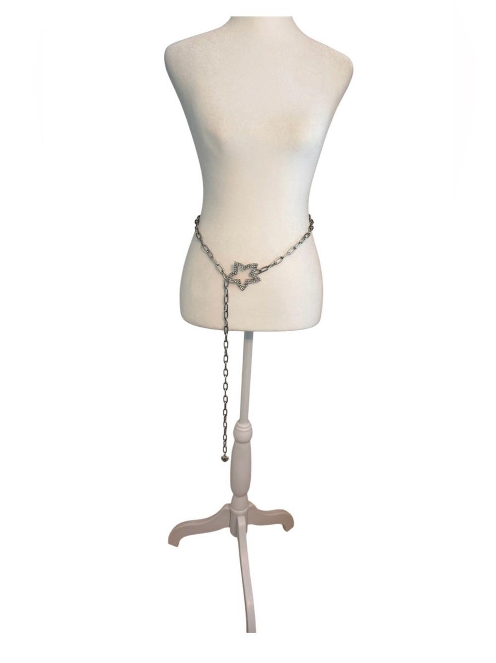 Rhinestone ⭐️ Star Chain Belt Western Boho Silver Statement Belt - Picture 4 of 8